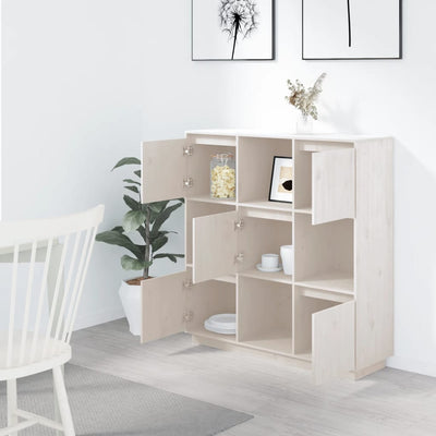 vidaXL Highboard Black 110.5x35x117 cm Solid Wood Pine