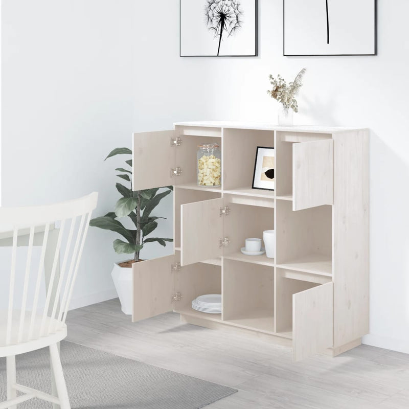 vidaXL Highboard Black 110.5x35x117 cm Solid Wood Pine