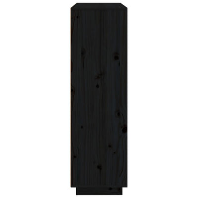 vidaXL Highboard Black 110.5x35x117 cm Solid Wood Pine