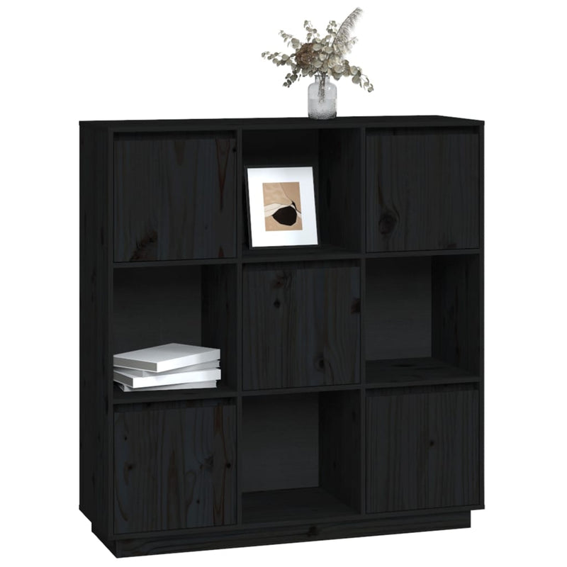 vidaXL Highboard Black 110.5x35x117 cm Solid Wood Pine