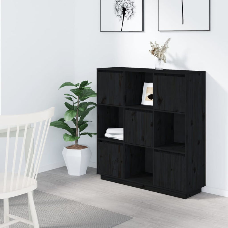 vidaXL Highboard Black 110.5x35x117 cm Solid Wood Pine