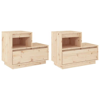 vidaXL Bedside Cabinets 2 pcs Black 60x34x51 cm Solid Wood Pine