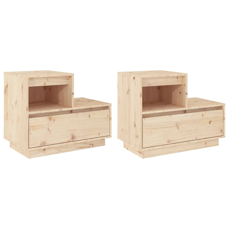 vidaXL Bedside Cabinets 2 pcs Black 60x34x51 cm Solid Wood Pine