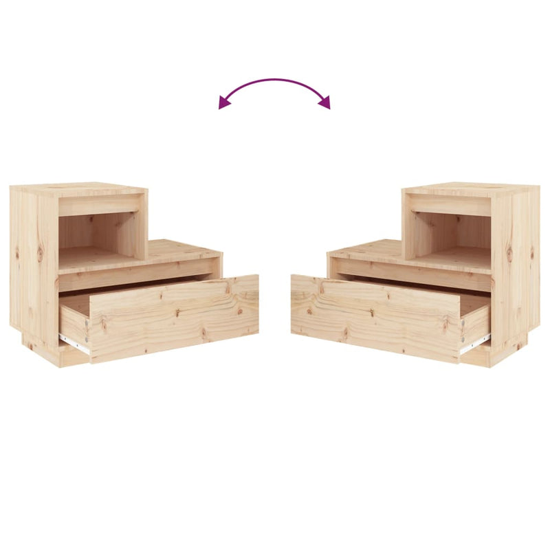 vidaXL Bedside Cabinets 2 pcs Black 60x34x51 cm Solid Wood Pine