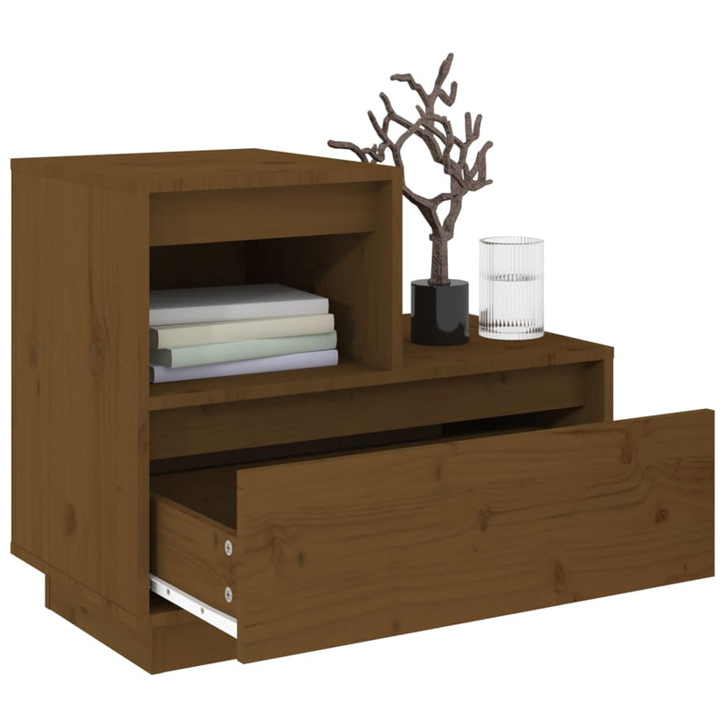 vidaXL Bedside Cabinet Black 60x34x51 cm Solid Wood Pine