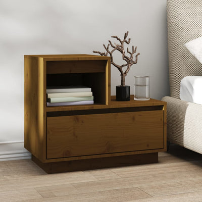 vidaXL Bedside Cabinet Black 60x34x51 cm Solid Wood Pine