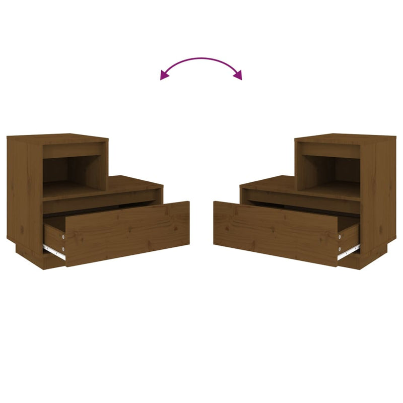 vidaXL Bedside Cabinets 2 pcs Black 60x34x51 cm Solid Wood Pine