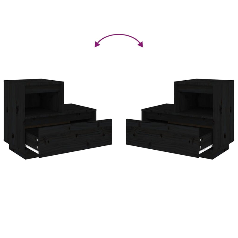 vidaXL Bedside Cabinets 2 pcs Black 60x34x51 cm Solid Wood Pine