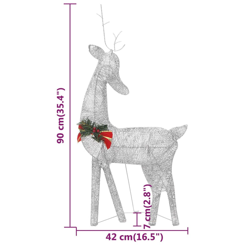 vidaXL Christmas Reindeer Family 270x7x90 cm Silver Cold White Mesh