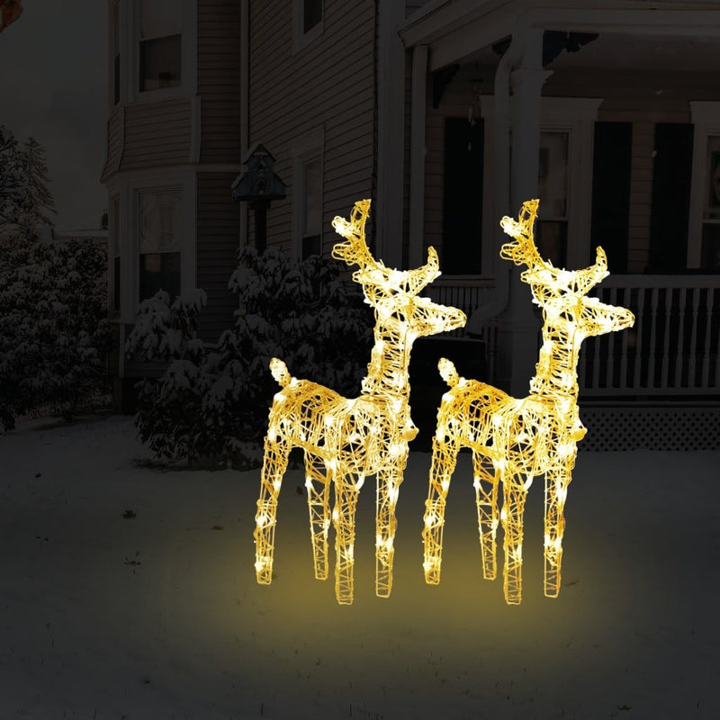 vidaXL Christmas Reindeers 2 pcs Cold White 80 LEDs Acrylic