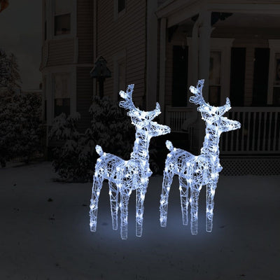 vidaXL Christmas Reindeers 2 pcs Cold White 80 LEDs Acrylic