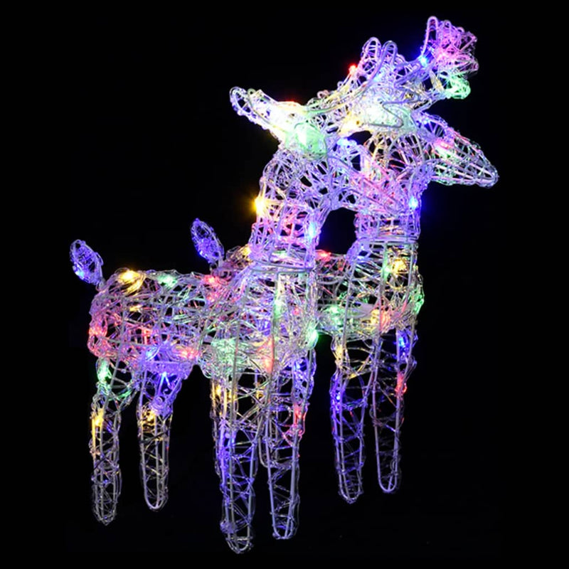 vidaXL Christmas Reindeers 2 pcs Cold White 80 LEDs Acrylic