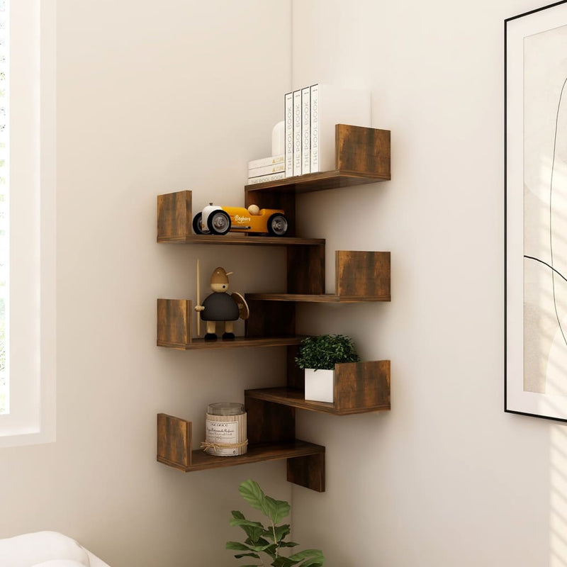 vidaXL Wall Corner Shelves 2 pcs Grey Sonoma 40x40x50 cm Engineered Wood