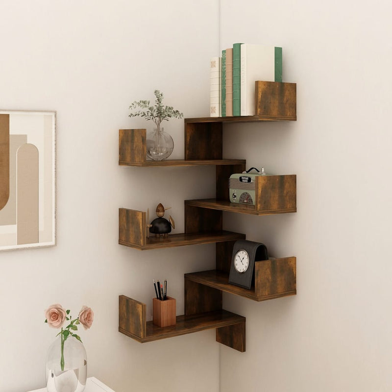 vidaXL Wall Corner Shelves 2 pcs Grey Sonoma 40x40x50 cm Engineered Wood
