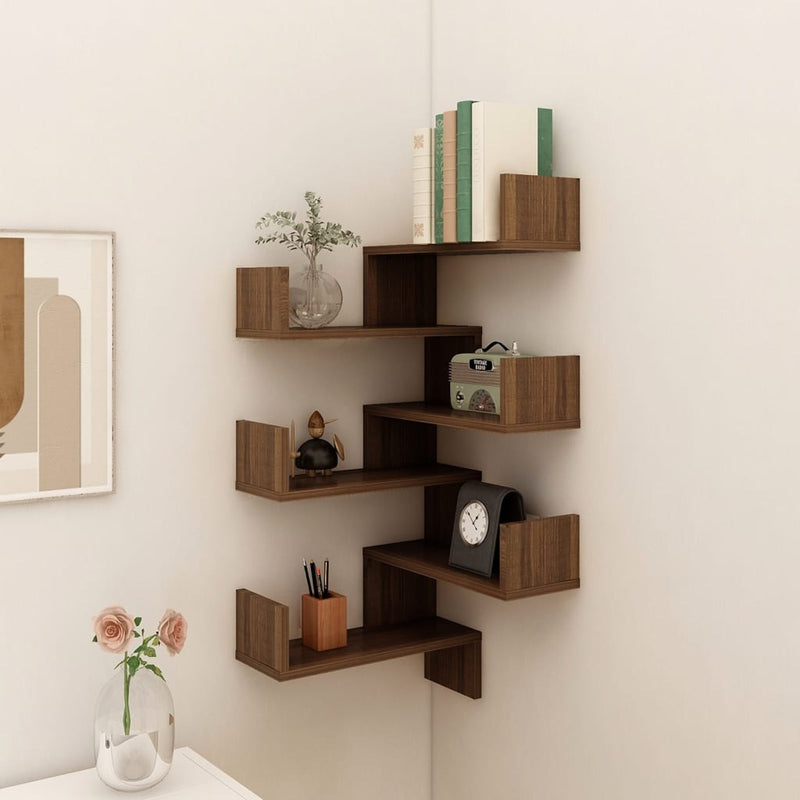 vidaXL Wall Corner Shelves 2 pcs Grey Sonoma 40x40x50 cm Engineered Wood