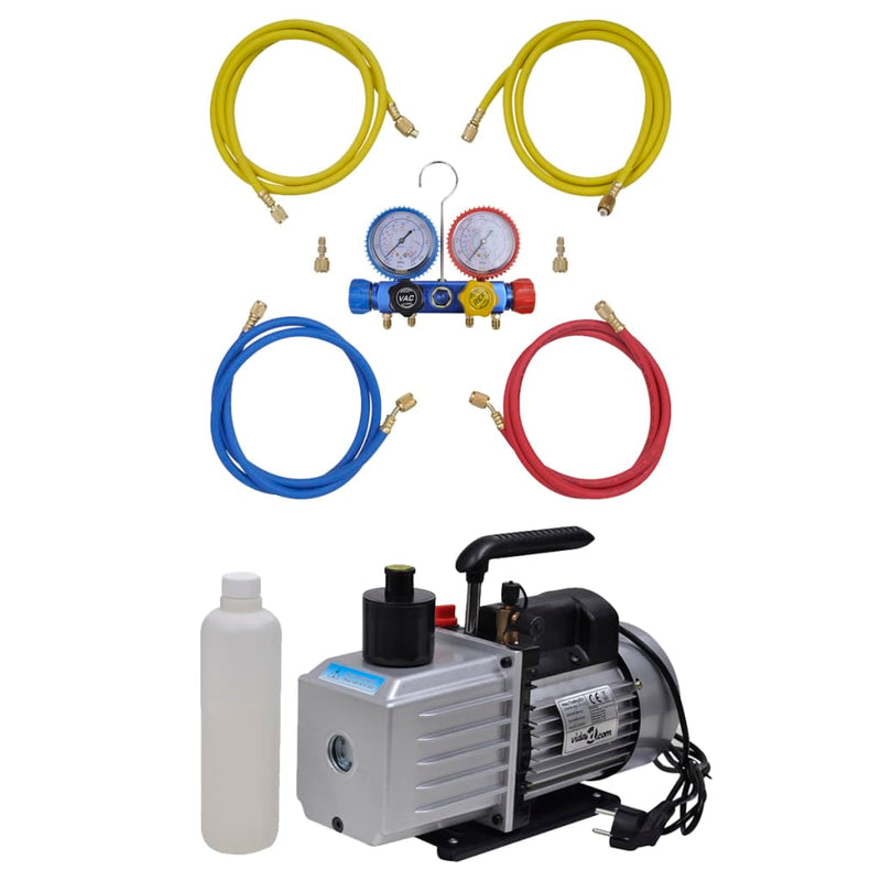 vidaXL Vacuum Pump 100 L/min with 4-way Manifold Gauge Set in Tool Kit
