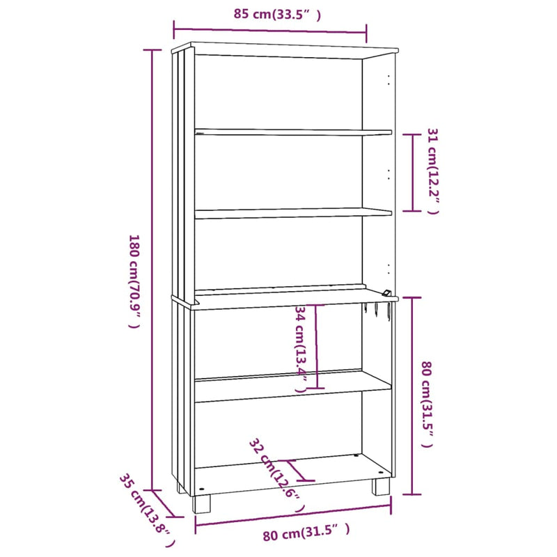 vidaXL Highboard "HAMAR" Solid Wood Pine Dark Grey