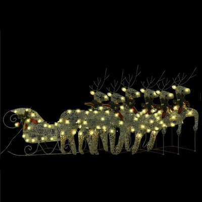 vidaXL Reindeer & Sleigh Christmas Decoration 140 LEDs Outdoor Silver