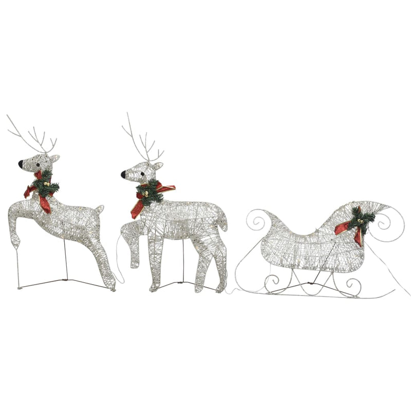vidaXL Reindeer & Sleigh Christmas Decoration 140 LEDs Outdoor Silver