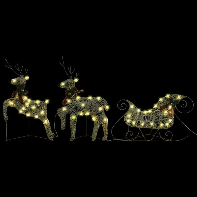vidaXL Reindeer & Sleigh Christmas Decoration 140 LEDs Outdoor Silver