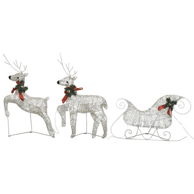 vidaXL Reindeer & Sleigh Christmas Decoration 140 LEDs Outdoor Silver