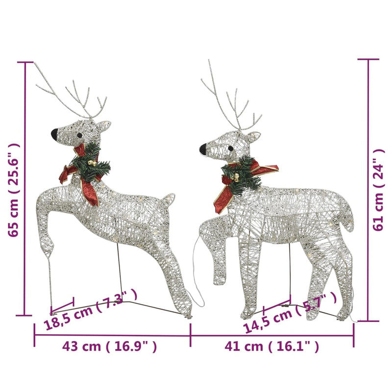 vidaXL Reindeer & Sleigh Christmas Decoration 140 LEDs Outdoor Silver