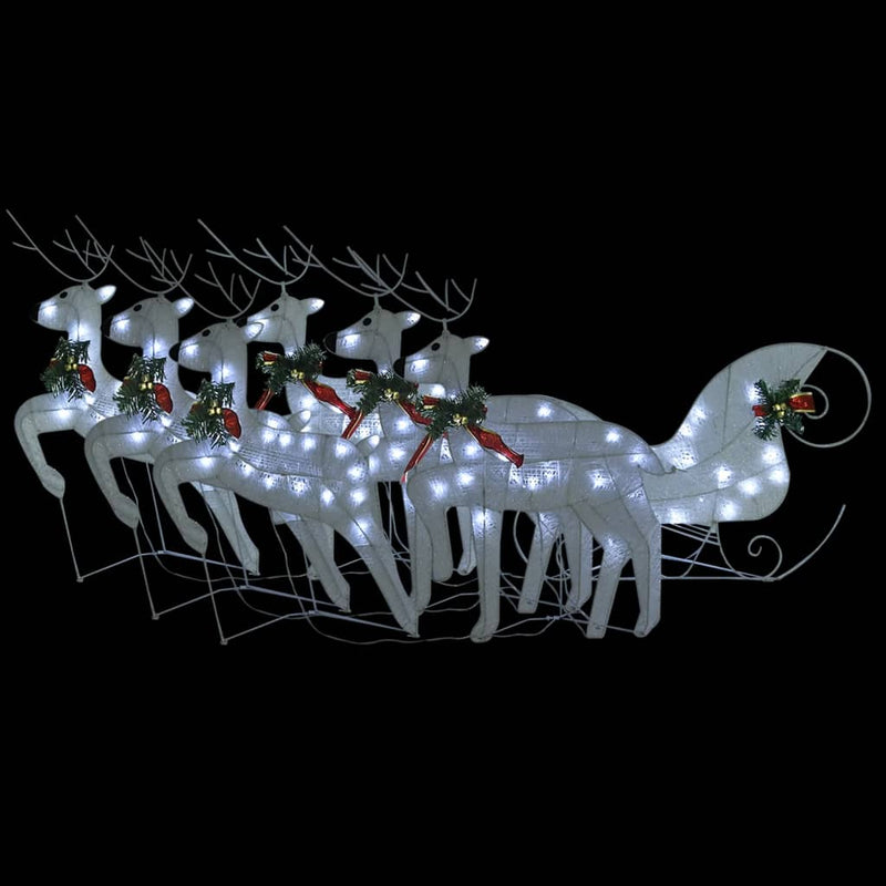 vidaXL Reindeer & Sleigh Christmas Decoration 140 LEDs Outdoor Silver