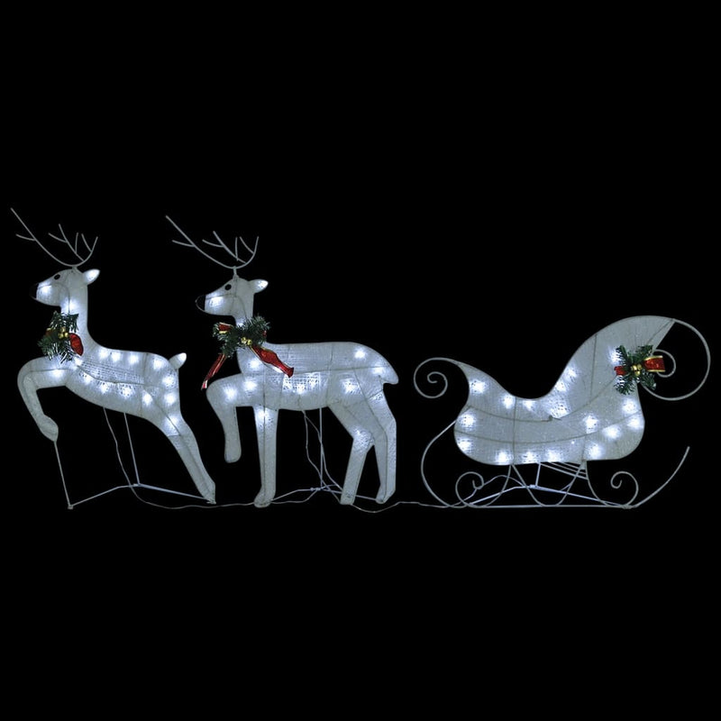vidaXL Reindeer & Sleigh Christmas Decoration 140 LEDs Outdoor Silver