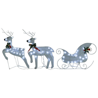 vidaXL Reindeer & Sleigh Christmas Decoration 140 LEDs Outdoor Silver
