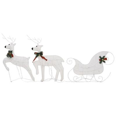 vidaXL Reindeer & Sleigh Christmas Decoration 140 LEDs Outdoor Silver