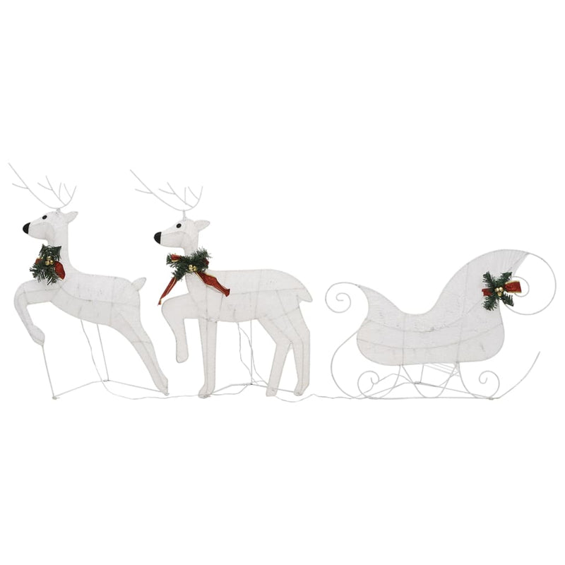vidaXL Reindeer & Sleigh Christmas Decoration 140 LEDs Outdoor Silver