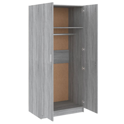 vidaXL Wardrobe Grey Sonoma 80x52x180 cm Engineered Wood