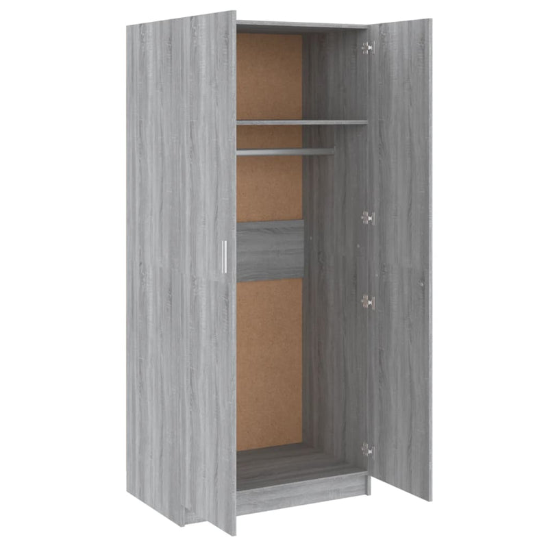 vidaXL Wardrobe Grey Sonoma 80x52x180 cm Engineered Wood