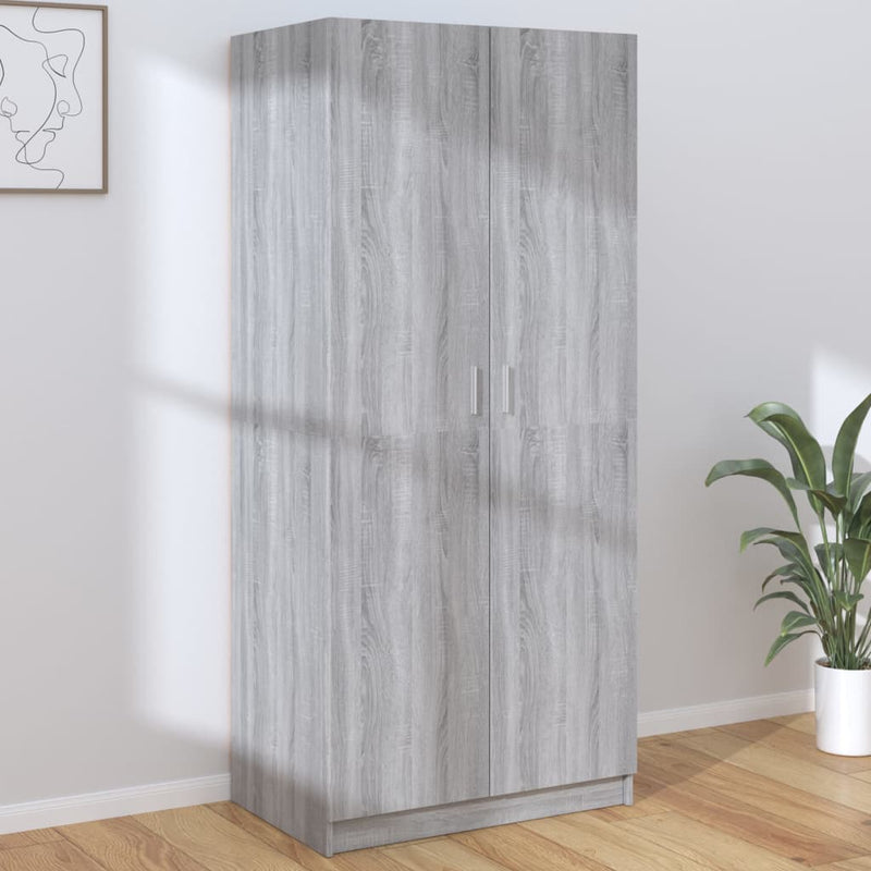 vidaXL Wardrobe Grey Sonoma 80x52x180 cm Engineered Wood
