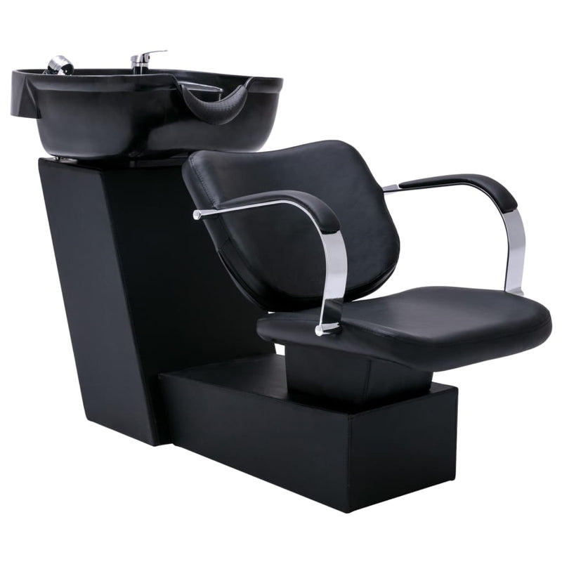 vidaXL Shampoo Backwash Unit with Salon Chairs Faux Leather