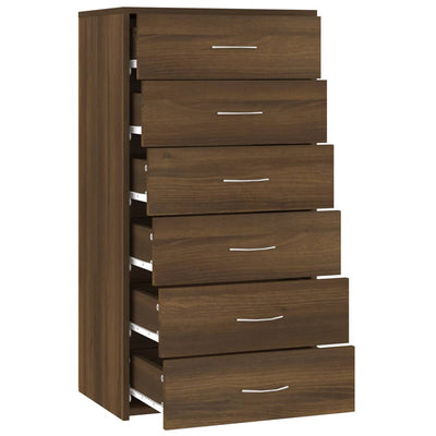 vidaXL Sideboard with 6 Drawers Grey Sonoma 50x34x96 cm Engineered Wood