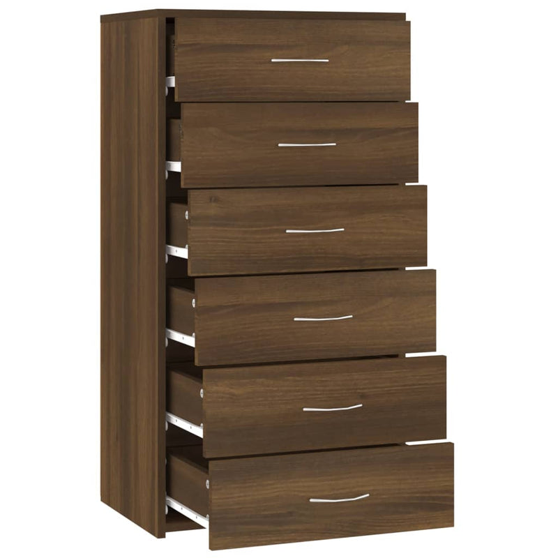 vidaXL Sideboard with 6 Drawers Grey Sonoma 50x34x96 cm Engineered Wood