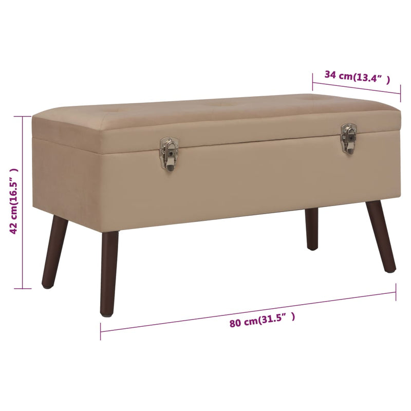 vidaXL Bench with Storage Compartment Beige 80 cm Velvet