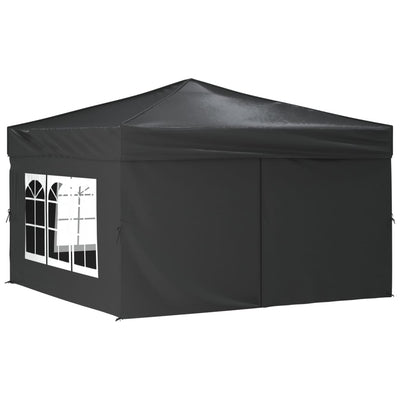 vidaXL Folding Party Tent with Sidewalls Anthracite 3x3 m