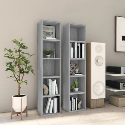vidaXL CD Cabinets 2 pcs Grey Sonoma 21x16x93.5 cm Engineered Wood