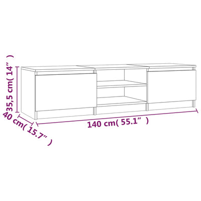 vidaXL TV Cabinet Grey Sonoma 140x40x35.5 cm Engineered Wood