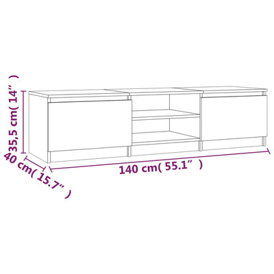 vidaXL TV Cabinet Grey Sonoma 140x40x35.5 cm Engineered Wood