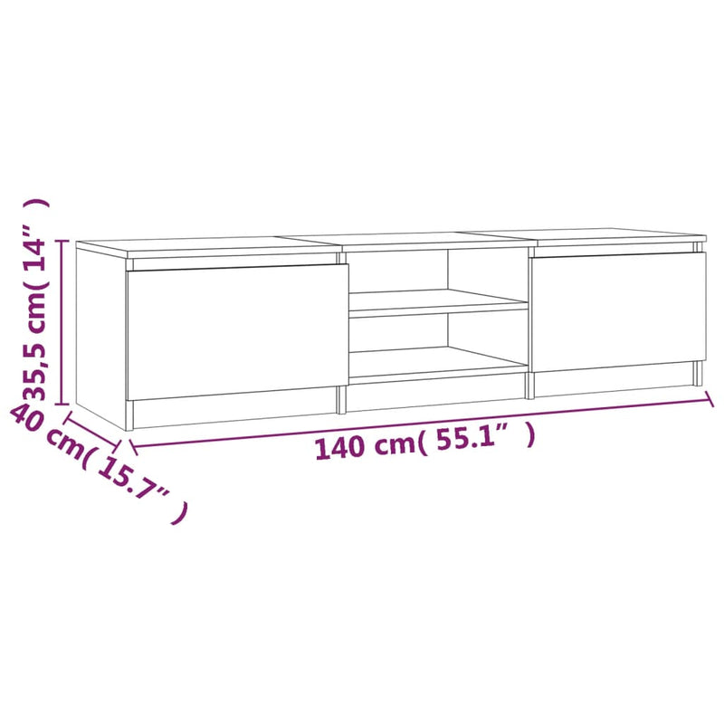 vidaXL TV Cabinet Grey Sonoma 140x40x35.5 cm Engineered Wood