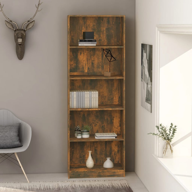 vidaXL 5-Tier Book Cabinet Grey Sonoma 40x24x175 cm Engineered Wood