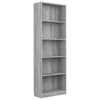 vidaXL 5-Tier Book Cabinet Grey Sonoma 40x24x175 cm Engineered Wood