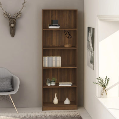 vidaXL 5-Tier Book Cabinet Grey Sonoma 40x24x175 cm Engineered Wood