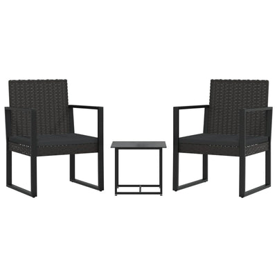 vidaXL 4 Piece Garden Lounge Set with Cushions Black Poly Rattan