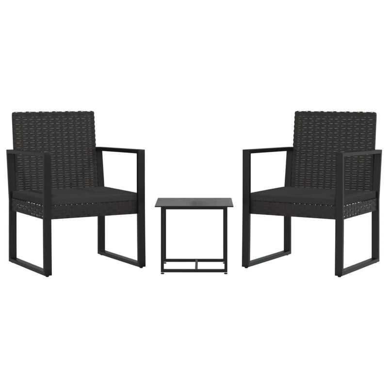 vidaXL 4 Piece Garden Lounge Set with Cushions Black Poly Rattan