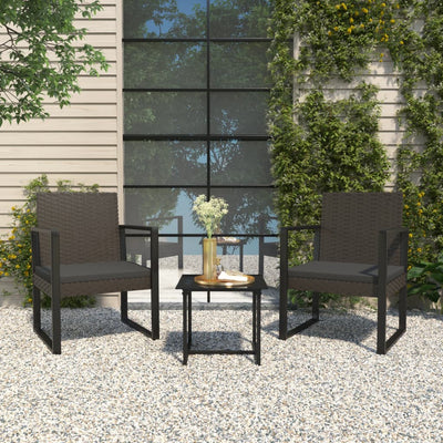 vidaXL 4 Piece Garden Lounge Set with Cushions Black Poly Rattan