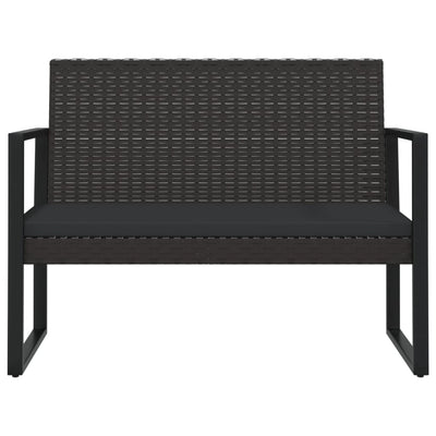 vidaXL 4 Piece Garden Lounge Set with Cushions Black Poly Rattan